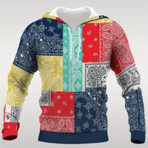 Sweat à Capuche Décontracté pour Homme avec Imprimé Paisley 3D - Mélange de Polyester Extensible, Poche Kangourou, Pull à Manches Longues pour l'Automne & l'Hiver