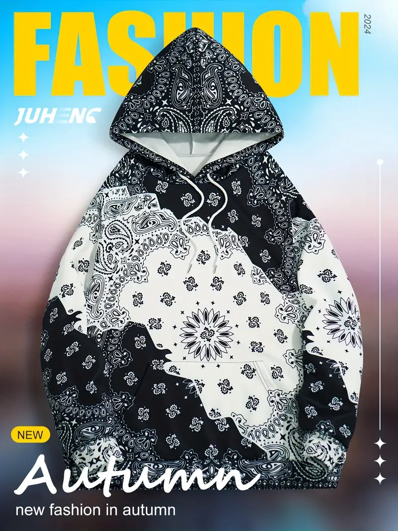 Sweat à Capuche Imprimé Numérique 3D pour Homme - Pull Décontracté & Confortable avec Poche Kangourou, Tissu Extensible, Lavable en Machine