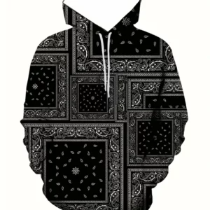 Sweat à Capuche Imprimé 3D pour Homme - Décontracté & Confortable, Pull Extensible avec Poche Kangourou, Lavable en Machine