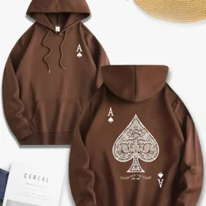 Pull casual homme avec impression de carte géométrique 'A', Polyester, Taille régulière, Tricoté, avec poches, Sweat-shirt et hoodie de sport