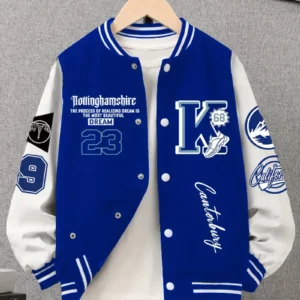 Veste de Varsity Longue Manches, Motif Lettre, Bloc de Couleur, Fleece, Épaule Tombante, Sans Capuche pour Garçons