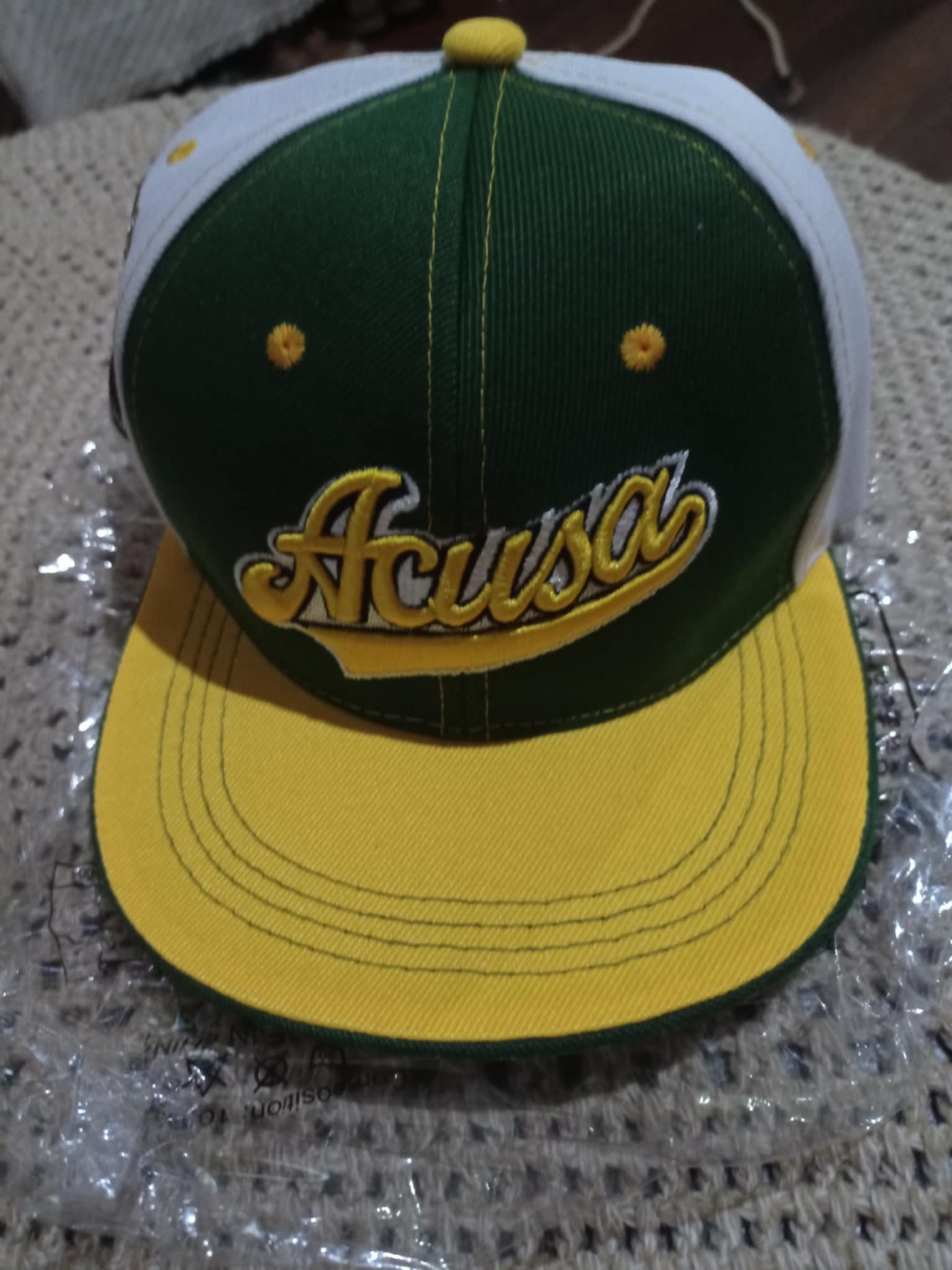 Casquette à visière plate brodée ACUSA Sports, unisexe, chapeau de soleil tendance, hip-hop, tissu en tricot acrylique, lavage à la main uniquement, léger toutes saisons avec thème de film, non extensible, motif imprimé alphabet