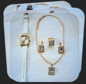 allCol Acier inoxidable - Set - Montre - Collier - Bracelet - boucles d'oreilles - bague