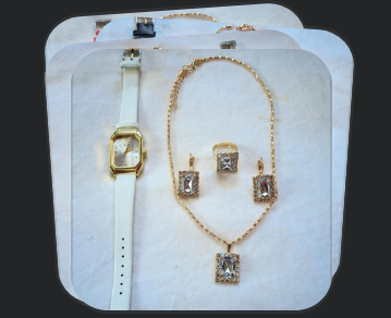 Acier inoxidable - Set - Montre - Collier - Bracelet - boucles d'oreilles - bague